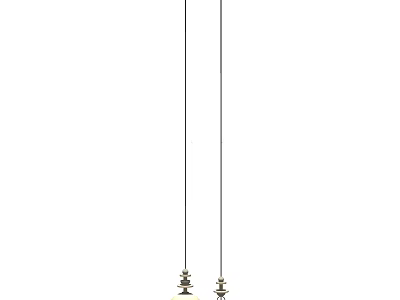 Two Modern Pendant Lights with Minimalist Design Hanging in Contemporary Dining Space 3d model