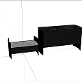 Modern Sofa Coffee Table Set With Sleek Black Frame And Marble Top Design 3d model