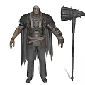 Armored Bald Warrior Character With Savage Beast Creature And Large Spiked Warhammer