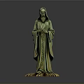Man Statue In Long Robes With Beard Standing On Decorative Base