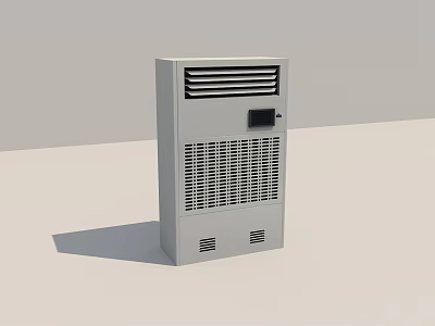 Gray Standing Air Conditioner Fan With Control Panel And Grille Design 3d model