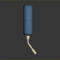 Blue Cylindrical Decorative Fixture With Golden Curved Base And Modern Design