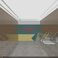 Modern Building Hall Interior With Silver Escalator And Staircase On Marble Floor