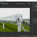 Modern Elevated Bridge With Windows And Surrounding Greenery Pathway Stream And Flying Birds