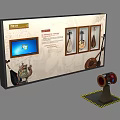 Cultural Display Board Featuring Traditional Musical Instruments Digital Screen Camel Decor And Interactive Device