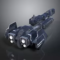 Futuristic Sci Fi Spaceship 3D Model With Detailed Modules And Front Lights 3d model