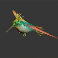 Stunning Hummingbird With Vibrant Colorful Plumage Long Beak And Graceful Tail Feathers