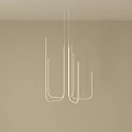 Modern Minimalist Chandelier With Geometric Linear Design In Beige Interior Space 3d model