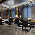 Luxurious Hotel Public Lounge Interior With Chandelier Sofa Sets And Coffee Tables