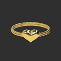 Elegant Gold Heart Shaped Ring With Braided Band For Women Jewelry