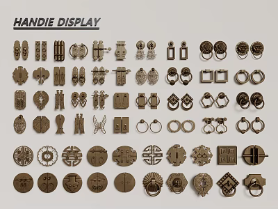 Various Decorative Handles Display With Different Styles Shapes And Designs 3d model