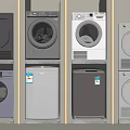 Modern Washing Machines Various Models Showcase In Home Appliance Showroom