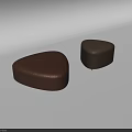 Modern Triangular Leather Sofa Stools In Brown And Light Brown Tones 3d model