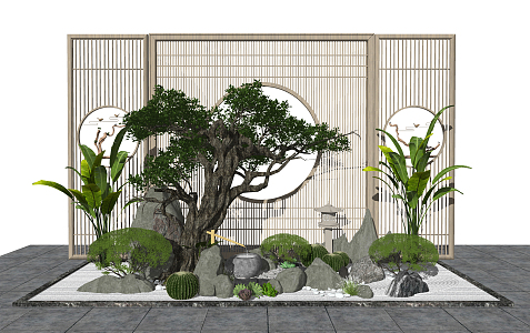 New Chinese style landscape sketch landscape sketch dry landscape 3d model