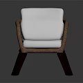 Modern Design Wicker Leisure Chair With White Cushion And Dark Wooden Legs