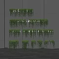 Hanging Basket Plants Vertical Arrangement On Modern Building Wall With Lush Greenery