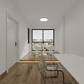 Bright Modern Public Office Space With Glass Partitions Wooden Flooring And Desks