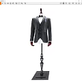 Model Wearing Formal Gray Tuxedo With Vest Bow Tie And Striped Accents