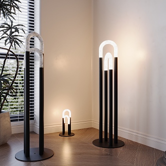 Modern art floor lamp combination 3d model