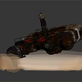 Futuristic Mechanical Vehicle With Cannon Parts Circular Components And Metallic Texture