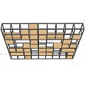 Modern Multi Tier Storage Shelf Unit With Metal Frame And Wooden Shelves
