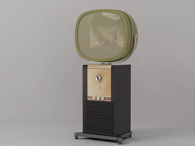 Vintage Retro Stereo System With Green Top Black Body And Gold Panel Design 3d model