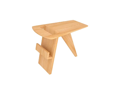 Minimalist Wooden Side Table With Storage Shelf And Unique Leg Design 3d model