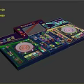 Professional DJ Mixer With Purple Blue Panel Turntables Buttons And Display Screen