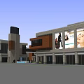 Modern Commercial Street With Contemporary Buildings Storefronts Glass Facades And Pedestrians