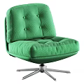 Green Modern Accent Chair With Button Tufted Backrest Plush Cushion Seat and Metal Swivel Base
