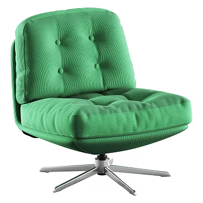 Green Modern Accent Chair With Button Tufted Backrest Plush Cushion Seat and Metal Swivel Base 3d model