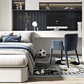 Tatami Bedroom Interior Design With Bed Desk Chair Bookshelf Window And Decorative Plant