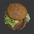 Juicy Double Patty Burger With Sesame Seed Bun Fresh Lettuce And Tomato Slice