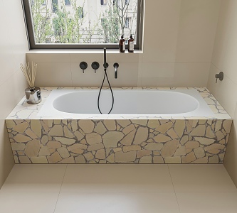 Modern Bathtub Embedded Stone Bathtub 3d model