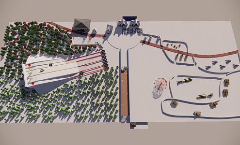 Ski Resort Aerial View Planning Play Snow Park 3d model