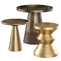 Elegant Modern Side Tables with Metallic Brass Finish and Geometric Base Designs