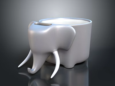 Unique Elephant Shaped Ceramic Mug With Decorative Ears And Tusks For Daily Use 3d model