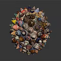 Colorful Handcrafted Seashell Assembled Spherical Sculpture Artwork With Diverse Shell Shapes