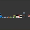 Colorful Toy Vehicles Including Cars Buses Trucks And Train With Traffic Light And Boat