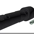 Military Weapon Tubular Component With Rough Surface Holes And White Accessory