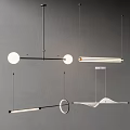 Modern Pendant Lights Featuring Circular Linear and Wave Shapes on Grey Wall 3d model