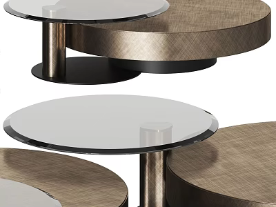 Modern Round Coffee Table With Glass Top And Metal Base Design 3d model