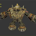 Futuristic Mechanical Armored Game Movie Character With Orange Black Spiked Armor Design