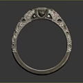 Elegant Engraved Ring With Central Sparkling Gemstone And Delicate Metal Design