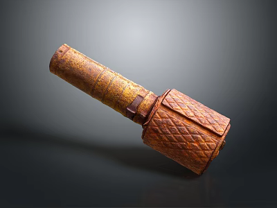 Antique Brown Cannon Weapon With Diamond Patterned Surface And Rustic Design 3d model