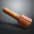 Antique Brown Cannon Weapon With Diamond Patterned Surface And Rustic Design