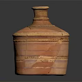 Ancient Handcrafted Terracotta Clay Jar Featuring Decorative Patterns Weathered Surface And Lid