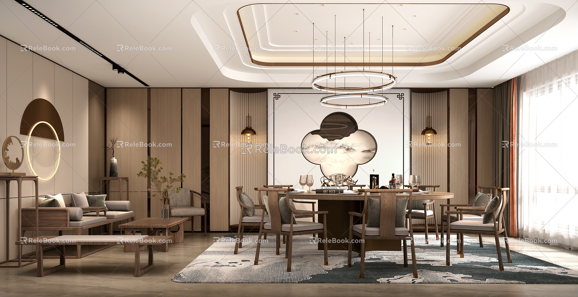 Chinese Box Room Restaurant Room 3d model