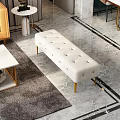 Elegant Modern White Upholstered Sofa Bench With Button Tufted Design And Gold Metal Legs