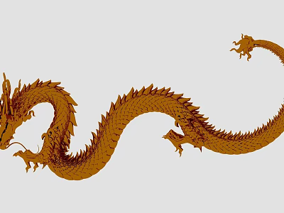 Detailed Mythical Flying Dragon With Golden Scaled Body And Long Serpentine Form 3d model